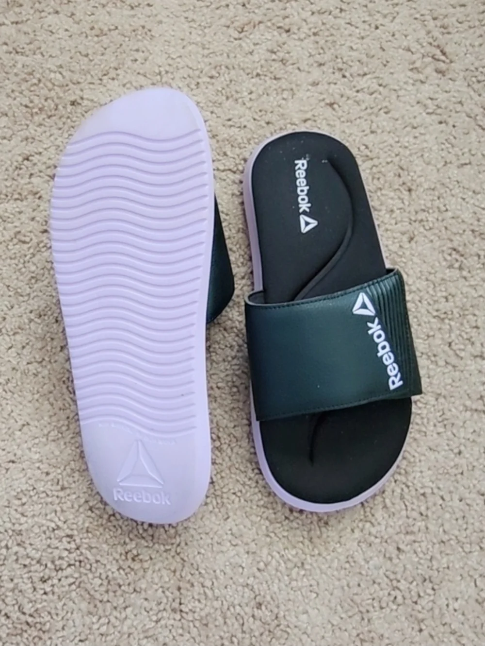 Reebok Women's Black & Light Purple Slide Sandals - Picture 4 of 4